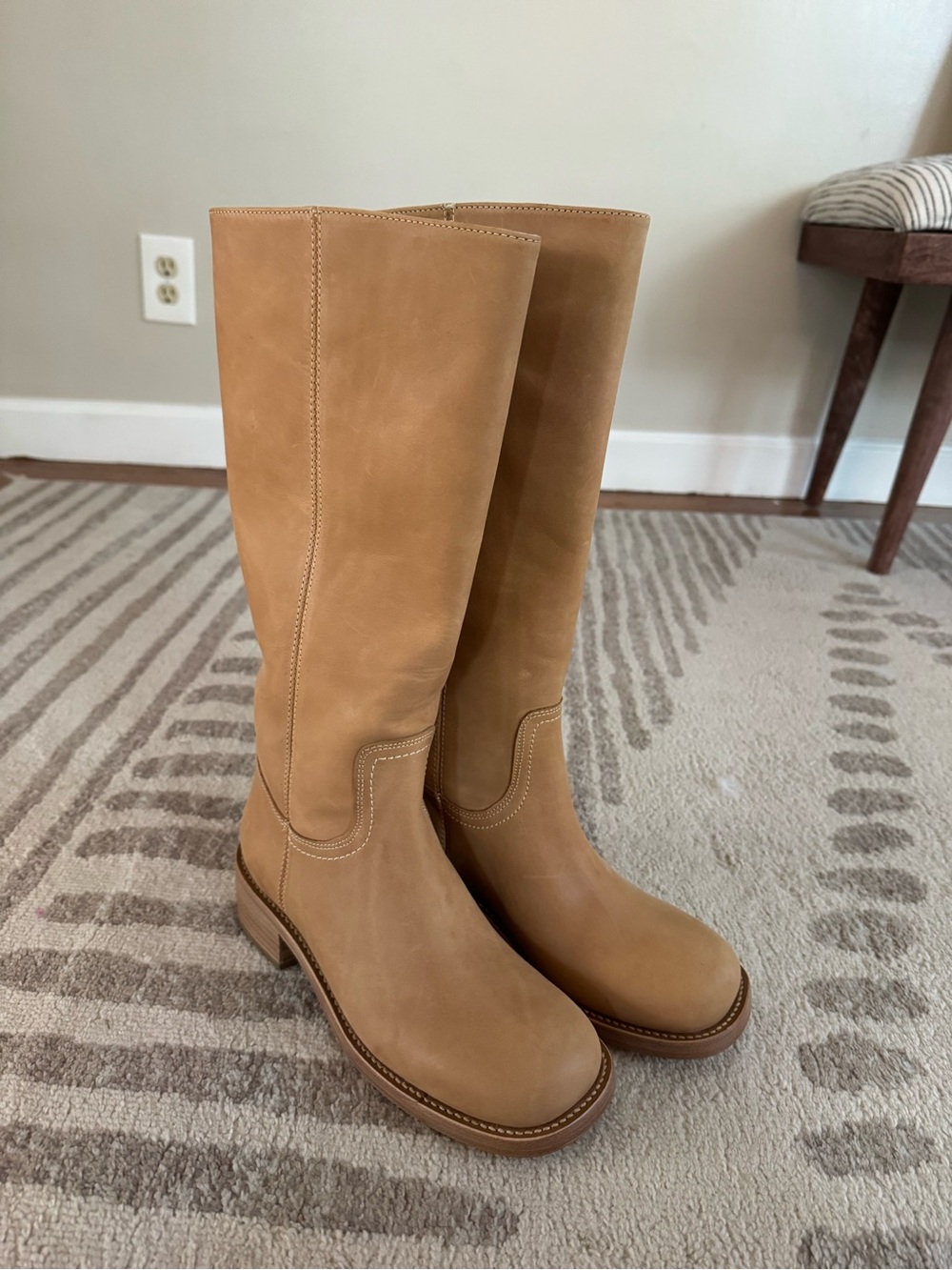 Steve Madden Riggs Leather Block Heel Tall Boots - Picture 2 of 6